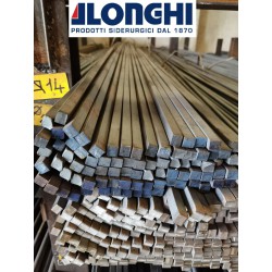 LAMINATO IN FERRO ACCIAIO BARRA PROFILO QUADRO 14 mm.  9 PEZZI da 2 METRI