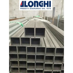 TUBOLARE FERRO SCATOLATO QUADRO DA 25 a 100 mm da 6 metri tagliato a 2 metri