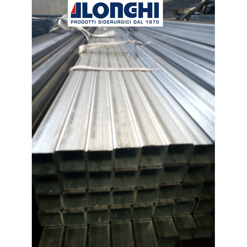 Scatolato Zincato 6 Metri 40x40 TUBOLARE ZINCATO QUADRO IN FERRO DA 20,15,30,35,40,45,50,60,80,100 mm