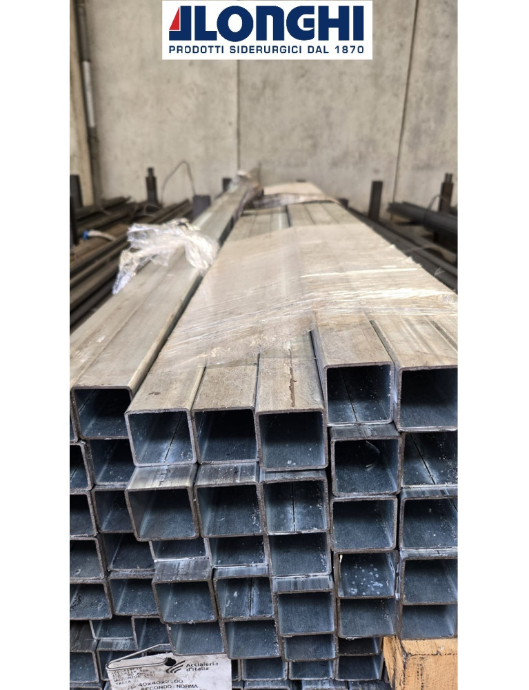 40X40 spess. 2 mm. TUBOLARE QUADRO ZINCATO DA 2 o 3 METRI  SCONTATO DEL 30%