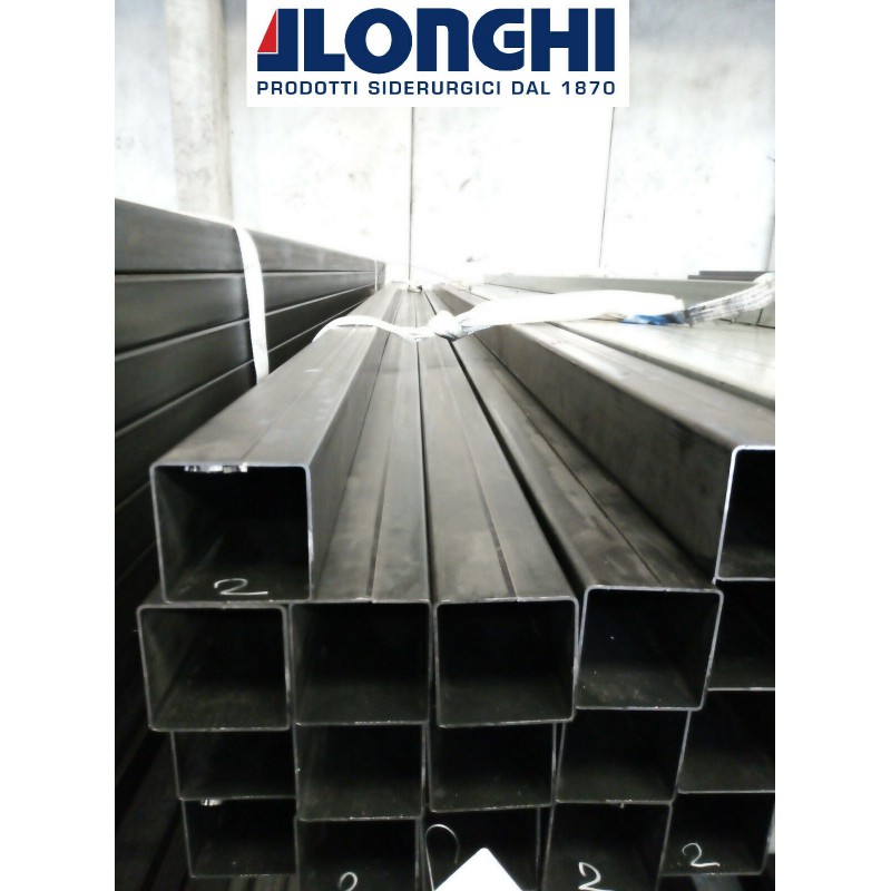 TUBOLARE FERRO QUADRO 80X80 mm. spess. 2 mm BARRA DA 3 MT