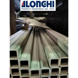 TUBOLARE FERRO SCATOLATO QUADRO DA 25 a 100 mm da 6 metri tagliato a 2 metri